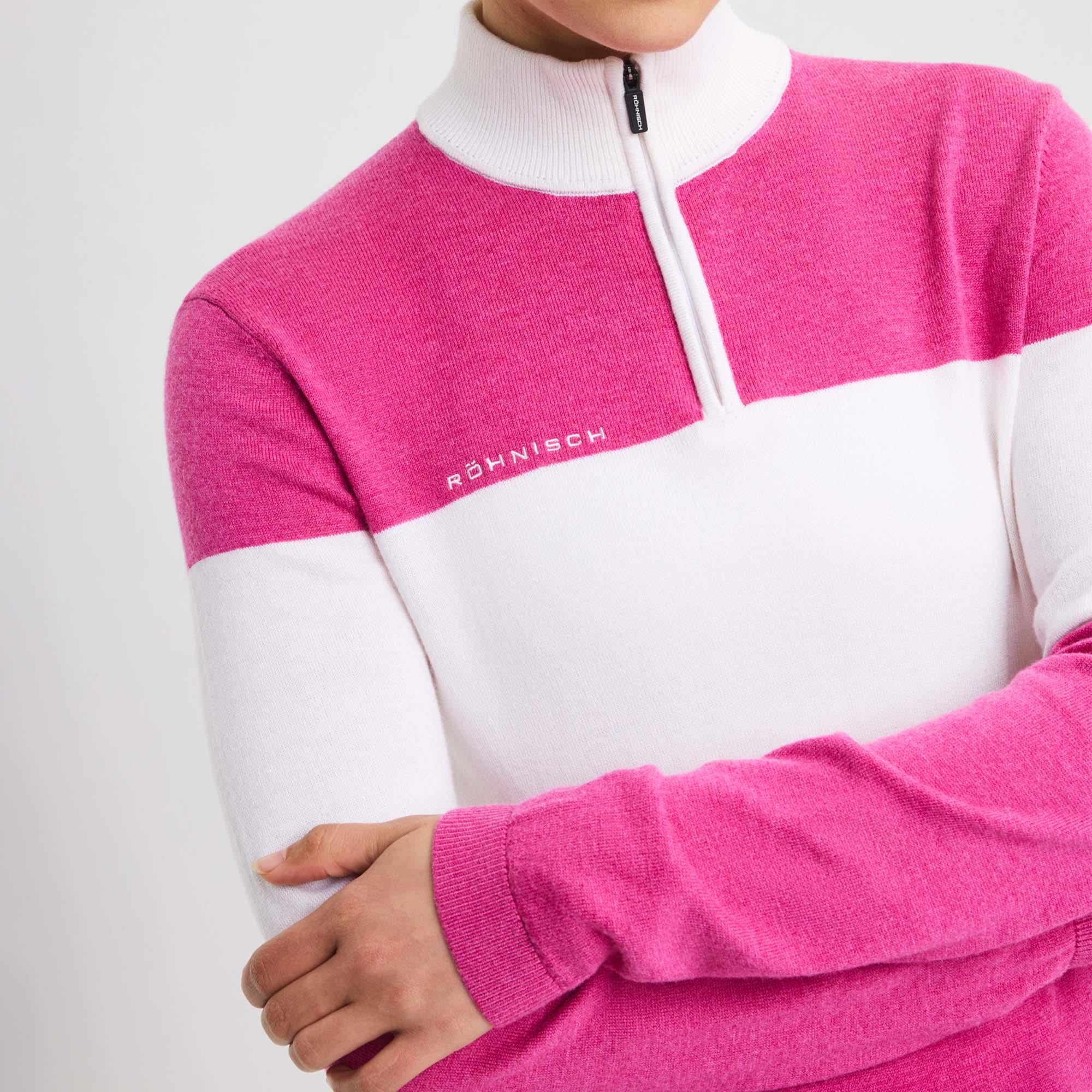 Rohnisch Kora Ladies Knitted Half Zip Sweater Rose